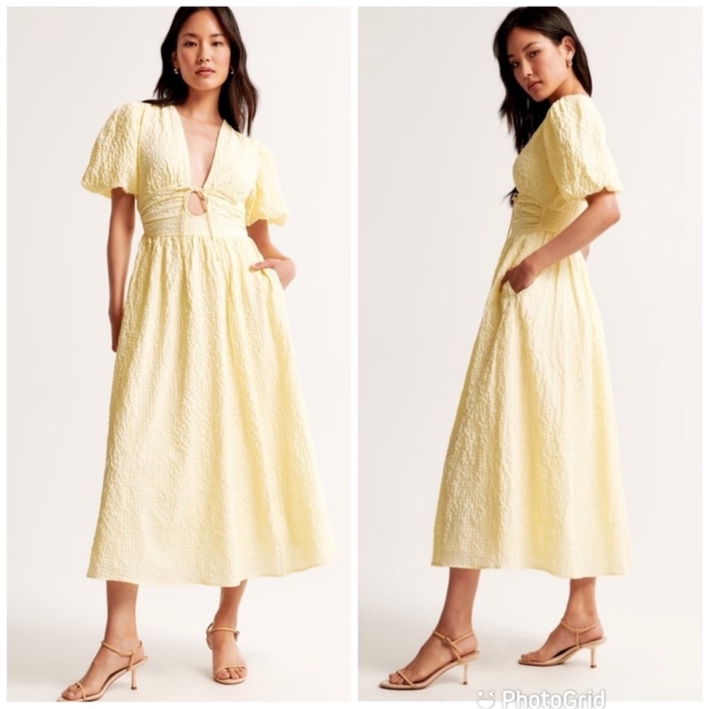 Abercrombie & Fitch Yellow Midi Dress